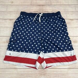 Beverly Hills Polo Club Patriotic USA Flag  4th Hybrid Short Swim Trunks Size 3X